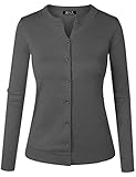 B.I.L.Y BILY Women's Unique Button Long Sleeve Soft Knit Cardigan Sweater Grey XXX-Large