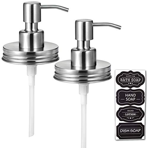 Mason Jar Liquid Soap Dispenser Lids(2) Premium Rust Proof Stainless