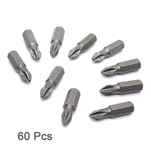 Screwdriver Bits Hex Shank Cross Bit Tips, Impact Lock Drill Multitool Magnetic, PH2 25mm 60pcs - Thumbnail 3