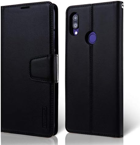 Hanman Xiaomi Redmi Note 7/ Note 7S/ Note 7 Pro Case, Premium Leather Wallet Case with Kickstand, Card Slots, Cash Compartment, and Magnetic Closure, Book Design Flip Folio Cover (Black)