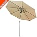 FARLAN Patio Umbrella 9 Ft Outdoor Table Aluminum offset market umbrellas with Push Button Tilt and Crank (9 Ft, Beige)