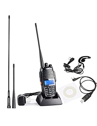 TH-UV8000D Potencia de salida ultraalta Walkie Talkie de largo alcance de 10 vatios, con función de repetidor de banda cruzada Radio dual de dos vías con doble pantalla de espera, con cable de programación USB y 2 antenas