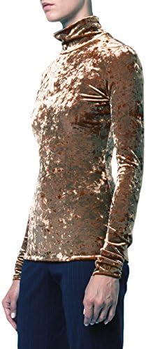 Gbiuteecq Woman Casual Slim Fit Long Sleeve Turtleneck T-Shirt Strechy Comfy Crushed Velvet Top Blouse Shirt