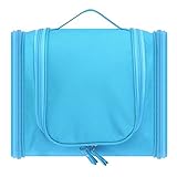 Less Like Hanging Carry Case Travel Tolietry Bag For Men and Women Toiletries Kit Organizer Bathroom Storage Cosmetic Bag For Cosmetic, Makeup, Shaving, Shampoo, Personal Items Sky Blue