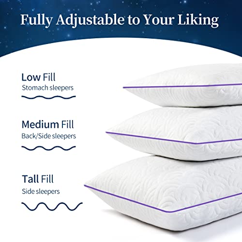 MOLCLCUY Memory Foam Pillows King Size Set of 2 Adjustable Cool Bamboo