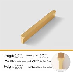 Shozafia 5 Pack Gold Cabinet Pulls - Brushed Brass