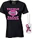 Awkward Styles Women's Tackle Breast Cancer T-Shirt Cancer Awareness Shirt + Cancer Necklace M Black