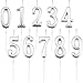 Maitys 10 Pieces Birthday Numeral Candles Glitter Cake Numeral Candles Number 0-9 Cake Topper Decoration for Birthday Party Supplies (Silver)