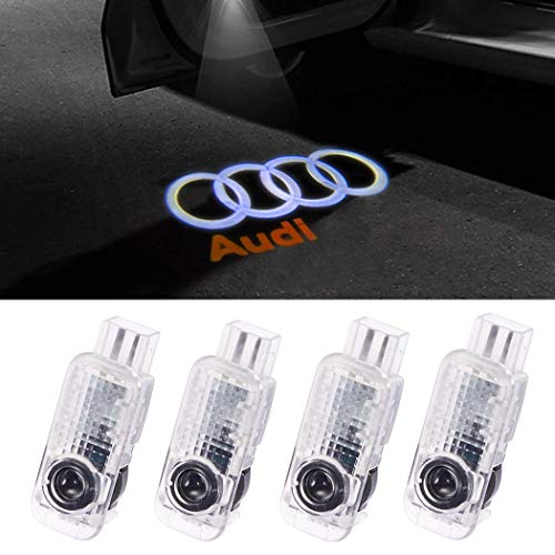 Audi car Accessories Door Logo Led Light Car Door Projector Lights Ghost Shadow Light Audi Puddle Emblem Welcome Lights Reflector For Audi A1 A3 A4 A5 A6 A7 A8 Q3 Q7 R8 TT Auto Accessories Part 4 PCS