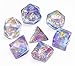 Handan Dice Set DND Polyhedral Dice for Dungeons and Dragons D&D RPG MTG Pathfinder Role Playing Game Table Games Dice Double Color Transparent Swirl Dice (Purple Blue)