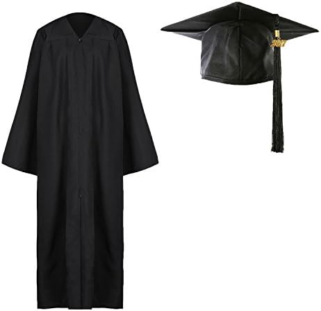 2017 Graduation Gown Cap Tassel Set, SoMarkt Matte Unisex Gown Cap Tassel 2017 set for High School and College Ceremony(black,54)