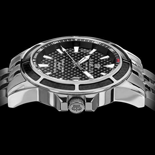 LOUIS-XVI-Herren-Armbanduhr-Majest-Stahlband-Silber-Schwarz-Karbon-Automatik-Analog-Edelstahl-629