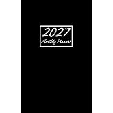 2027 Monthly Planner: Small Size 5x8 Inches | One Year Calendar Schedule Organizer (12 Months from January to December) with US Holidays | Black Cover