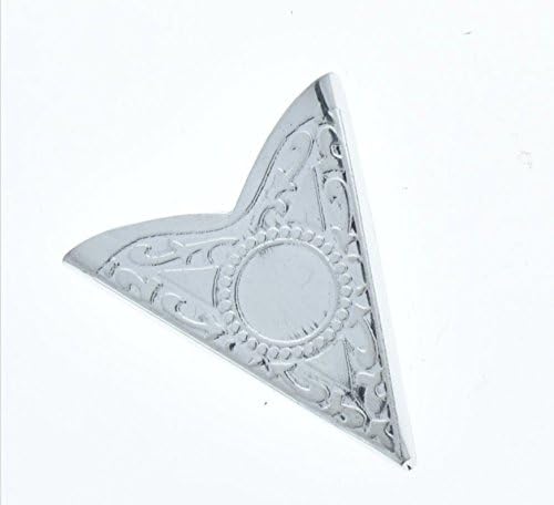 HHH Design Bright Silver Finish Western Collar Tip with Smooth Surface, 33x40mm