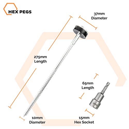 HEX PEGS Drillable Tent Stakes Tired of Hammering Camping Tent Pegs