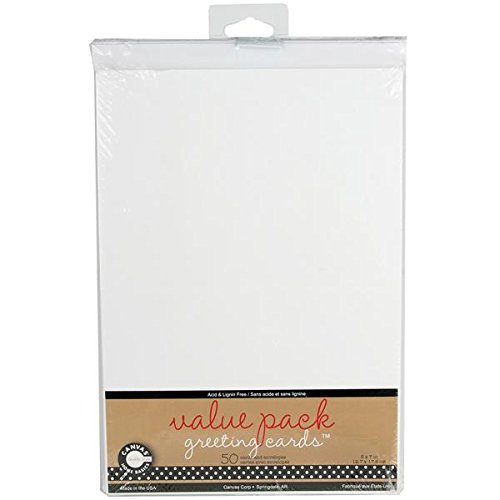 Canvas Corp CDS1044 50 Count Greeting Cards with Envelopes, 5 by 7-Inch, White