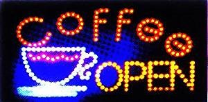 LED NEON Sign Coffee OPEN, advertisement board Electric Display Sign, Two Modes Flashing & Steady light, for business, walls, window, shop, bar, hotel (Coffee N52)