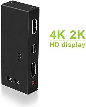 EasyLink Dual HDMI / Mini DP to HDMI Switch Box 3 in 1 out 4K HDMI Switcher Thunderbolt,2 Port HDMI Switch with Mini DP to HDMI 4K Video Adapter Selector with Mini DP to DP Converter for Mac,etc