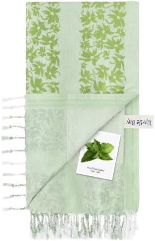 Turtle Bay - Beach Towel / Sarong - Kikoy Towel Hawaiian Stripe - Color : Minty Green/Spring Green - Size : 95 x 170 cms by Turtle Bay