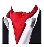 MENDENG Men's Red Floral Paisley Jacquard Woven Silk Cravat Necktie Scarf Ascot