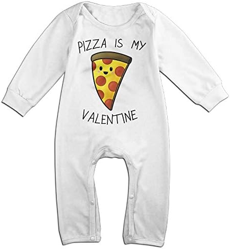 Infant Baby's Pizza Is My Valentine Long Sleeve Climb Jumpsuit 18 Months White
