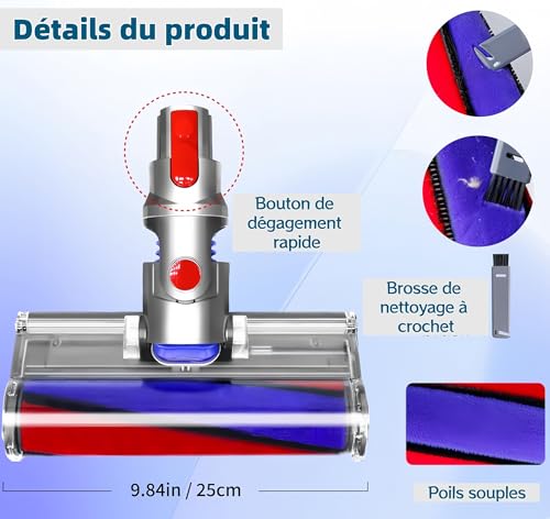 Soft Roller Brush Head For Dyson V7 V8 V10 V11 V15 Motorized Replacement Accessory For Dyson SV10 SV11 SV12 SV14 Cordless Vacuum Cleaner Parquet Hard Floors Pet Hair Brush