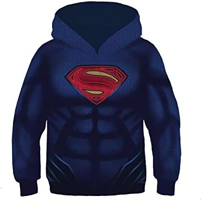 Kids Hoodie Justice and Steel Child Teen Girl Boy Hoodies 3D Print Vivid Cartoon Graphic Sweatshirt Pocket Pullover Hoodie for 4-13 Y,