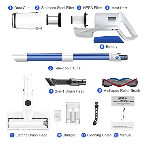 whall Cordless Vacuum Cleaner, Upgraded 25Kpa Suction 280W Brushless