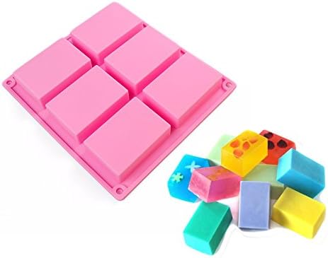 6 Cavity Soap Plain Rectangle Silicone Mold Handmade for hand soap, chocolate, cake, baking (1 pack)