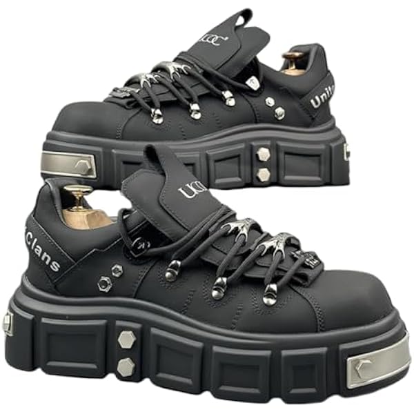 Amazon.com | Men's Leather Platform Oxfords Fashion Goth Punk