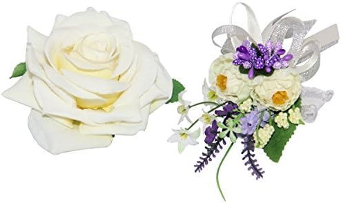 Girls, Women Wrist Corsage & Hair Clip/Brooch, Set for Wedding, Graduation, Party, Dance,Bridesmaids & Prom Night, Includes Free Gift by Adorable Us B071LG8T (Lavender)