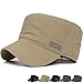 Rayna Fashion Men Women Outdoor Sport Quick Dry Cadet Army Cap Adjustable Waterproof Military Hat Flat Top Baseball Sun Cap Khaki Beige Tan