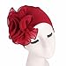 Womens Great Hats,Women Ladies Retro Big Flowers Hat Turban Brim Hat Cap Pile (Red, Large)