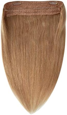 Hidden Crown Halo Human Hair Extensions Invisible Flip on Hair Adjustable Fish Line Human Hairpiece (18" 80g, 10 Caramel Blonde)