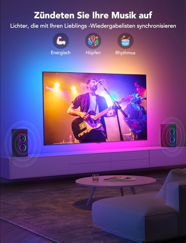 Govee TV LED Backlight, RGBIC TV LED Strip for 55-65 Inch TV, 3.8 m Intelligent LED Strip with Bluetooth & WiFi Control, Works with Alexa & Google Assistant, Music Sync