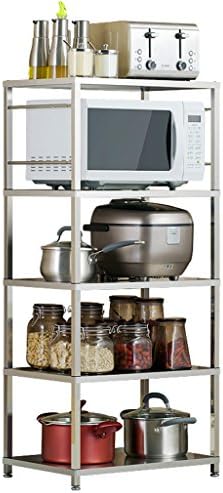Kitchen Storage Organisation WSSF Floor-standing Kitchen Rack Stainless Steel Microwave Oven Shelf Multi-layered Kitchen Supplies Pot Shelves(Size Optional) (Size : 55*38*120cm)
