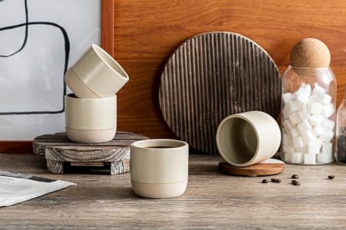 4 Pcs 8 oz Espresso Cups Set, 230ml Ceramic Coffee Cups, Small Tea & Demitasse Cups for Tea or Coffee, Coffee Mug for Home or Office