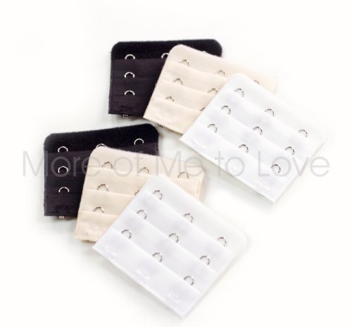 Three-hook Bra Extender 9-pack (3 x black, 3 x white, 3 x beige)