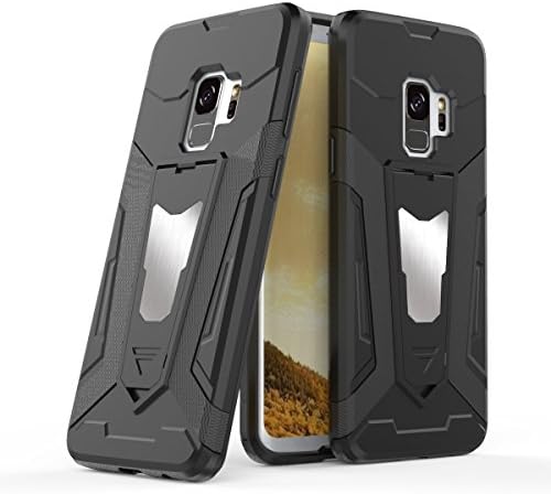 Samsung Galaxy S9 Plus Case with Raised Lip for Screen Protector, Ultra Slim/Thin Protective Cover, Protection from Drop, Magnetic Mount and Dual Position Kickstand, Made with TPU+PC Hybrid, Black