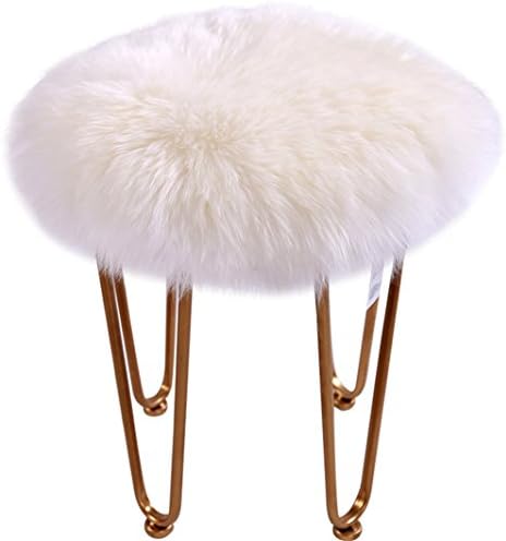 Faux Sheepskin Fur Shaggy Rug Fleece Chair Cover Seat Sofa Cushion Pad Soft Long Pile Carpet Bedroom Area Rug (White Round)