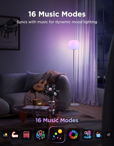 Govee Lantern Floor Lamp, Halo Gradient RGBICWW Smart Standing Lamp with Silicone Soft Lamp Shade, 1000K-10000K, 100+Scene Modes, Music Sync, 1400lm, Matter Compatible, Ideal for Living Room, Bedroom