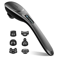 Handheld Back Massager, 6 Interchangeable Nodes, 6 Speeds & 6 Modes, Cordless Massager Deep Tissue Massage for Back Muscle Foot Neck Shoulder Leg Body Pain Relief Home Office