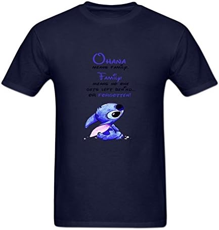 Unlocked Will Men's Customized Lilo And Stitch O Neck T Shirt L Blue