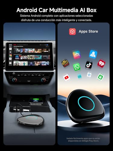 Wireless Android Auto CarPlay Adapter, AI Box CarPlay Android Wireless Auto with Built-in 4GB+64GB, 4G/WLAN/BT Dual/USB, GPS, AI, MicroSD, OTA, Split Screen, CB6C