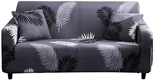 WDong Stretch Sofa Coves,1 Seater Polyester Spandex Printed Elastic Couch Sofa Slipcovers Chair Furniture Protector Covers,35-51" Long with Anti-Slip Foam(Chair,BlackFeather)