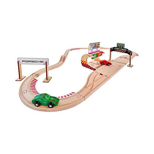 Eichhorn 109475850 - Schienenbahn Set Porsche Racing, 31-tlg., inkl. Zubehör, Streckenlänge: 350cm, FSC 100…