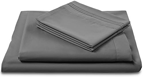 Luxomere ULTRA SOFT Brushed Microfiber Bed Sheet Set – Luxury Hotel Collection Bedding with Deep Pockets, Fade Wrinkle &amp; Stain Resistant 4-Piece (SLEEP IN STYLE) Fitted Bed Sheets (King, Gray)