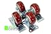 Caster Wheels Steel Plate Casters On Red Polyurethane Wheels 1200 Lbs 3 inch 2 with Brake 2 Fixed Plate