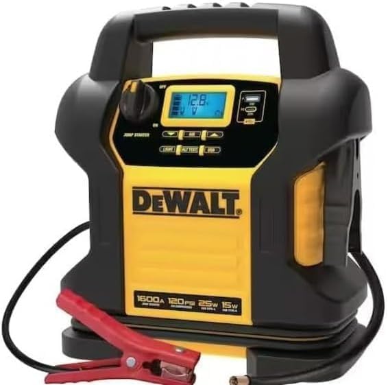 Photo 1 of DEWALT DXAEJ14-Type3 Digital Portable Power Station Jump Starter - 1600 Peak Amps with 120 PSI Compressor, AC Charging Cube, 15W USB-A and 25W USB-C Power for Electronic Devices