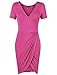 Laksmi Women's V-Neck Draped Short Sleeve Dress with Asymmetric Hem
